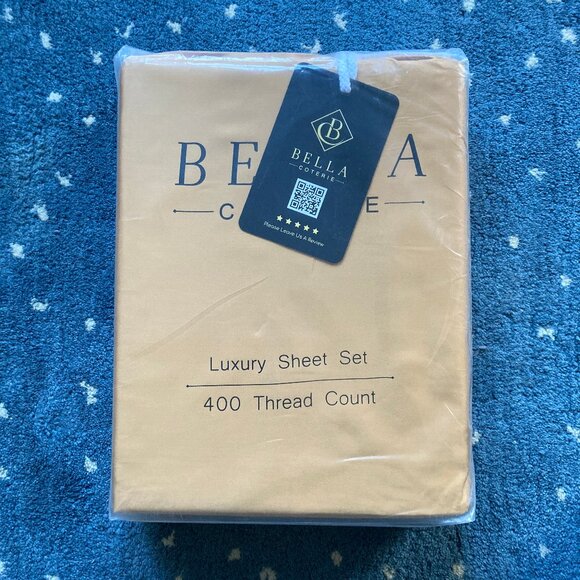 NWT Bella Coterie 100% Organic Bamboo Queen Sheet Set in Marigold! - Picture 1 of 4